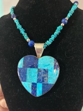Jay King DTR Turquoise & Lapis Heart Necklace
